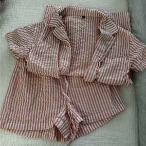 Amazon Essentials Pink Striped Pajama Set